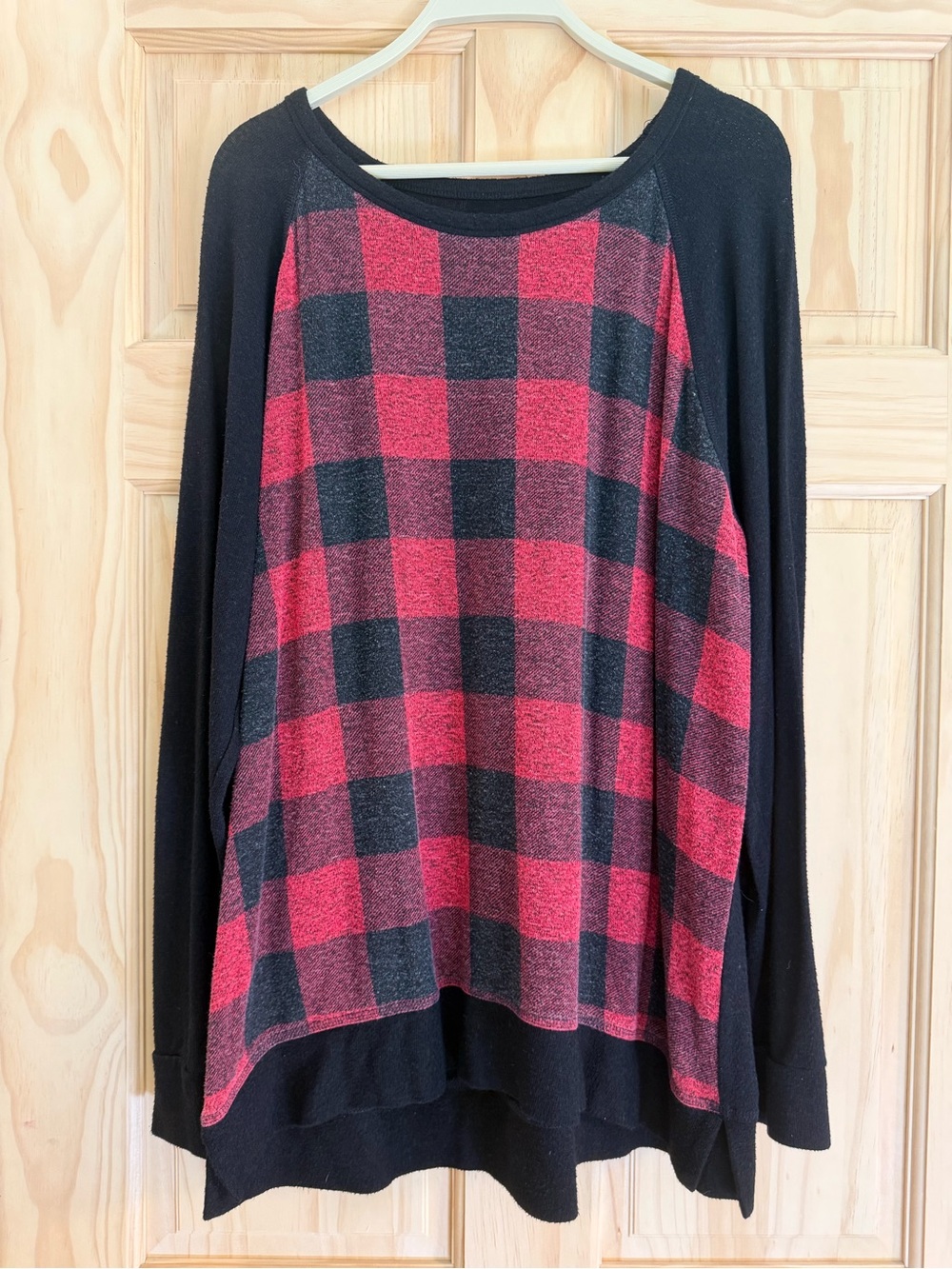 Sonoma Goods For Life Red and Black Buffalo Check Raglan Long Sleeve Sweater XL